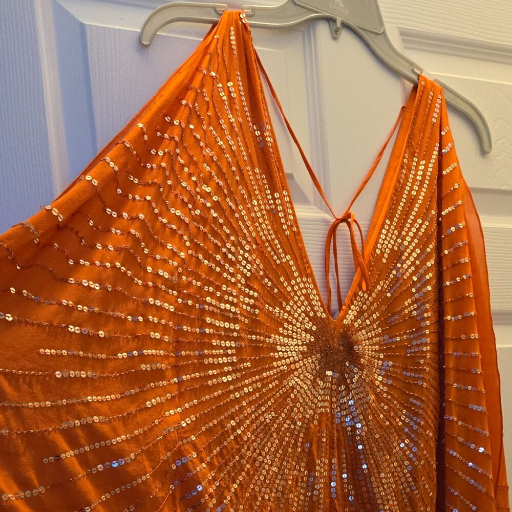 BCBG Orange Sequins Party Dress Small